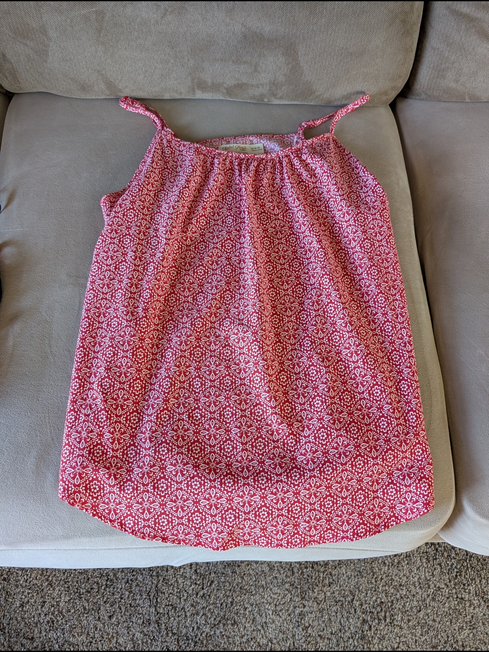 Faded Glory Red and White Printed Tank Top